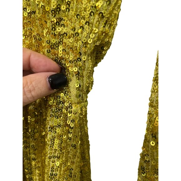 Aniye By Sequin Yellow Long Sleeve V-Neck Maxi Dress Womens S - Picture 7 of 7
